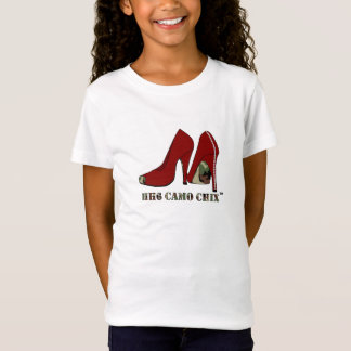 HH6 Camo Girls' Fitted Bella Babydoll Shirt, White T-Shirt