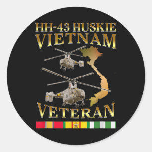 Hh 43 Huskie Helicopter Vietnam Veteran Hh-43 Viet Classic Round Sticker