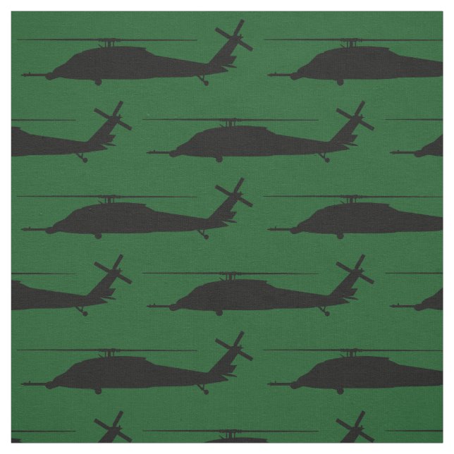 HH-60 Pave Hawk Silhouette Black on Green Fabric (Swatch)