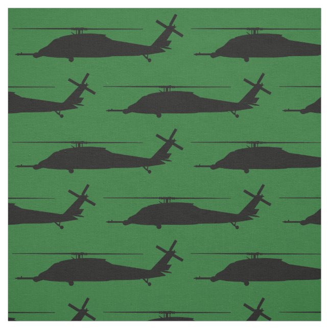 HH-60 Pave Hawk Silhouette Black on Green Fabric (Swatch)