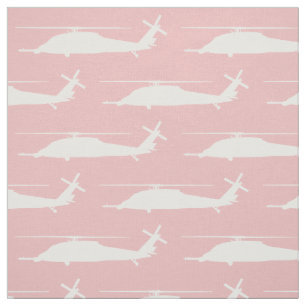 HH-60 Pave Hawk Silhouette White on Pink Fabric