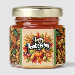 HHappy Thanksgiving Fall vegetables fruits Honey Jar Favors