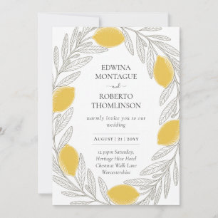 HHS Lemon Wreath Minimal Mediterranean Wedding Invitation