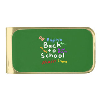 HI54EDU Back to School Gold Finish Money Clip