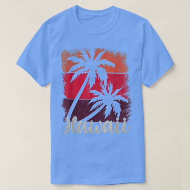 HI Aloha Summer Tropical Beach Palm Trees Retro Ha T-Shirt (Design Front)