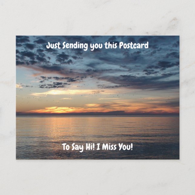 Hi and I miss you Sunset over the Cape Cod Beach Postcard (Front)