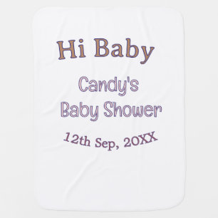 hi baby shower blue name date maron modern trendy blanket