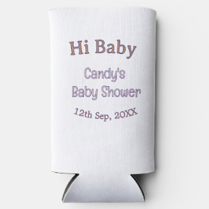hi baby shower blue name date maron modern trendy seltzer can cooler