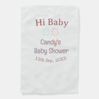 hi baby shower blue orange flower trendy retro mod garden flag