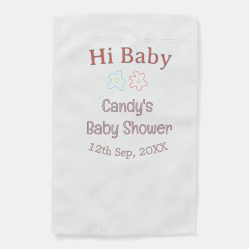 hi baby shower blue orange flower trendy retro mod garden flag