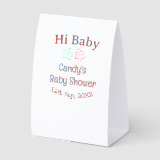 hi baby shower blue orange flower trendy retro mod paper table tent
