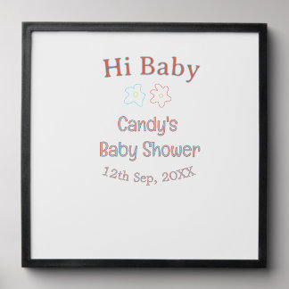 hi baby shower blue orange flower trendy retro mod peel and stick photo tile