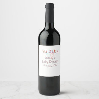 hi baby shower blue orange flower trendy retro mod wine label