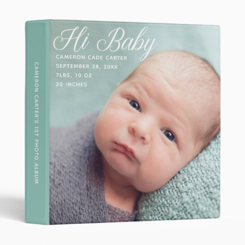 Hi Baby Stats Chic Newborn Photography Photo Album 3 Ring Binder