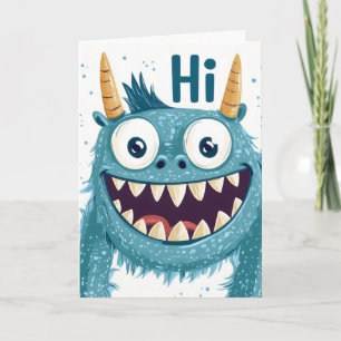 Hi Blue Monster Holiday Card