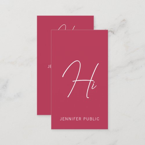 Hi Business Cards Modern Vertical Typography