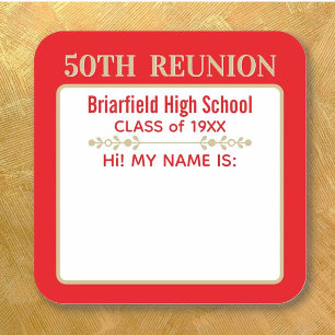 Hi! Class Reunion custom Name badge stickers