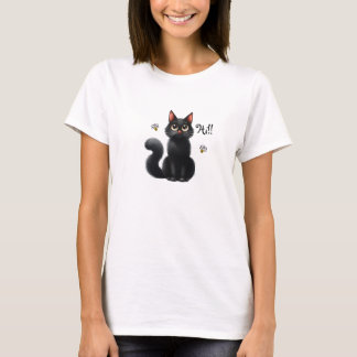 Hi Cute Black Cat T-Shirt
