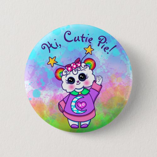 Hi Cutie Pie Kawaii Button