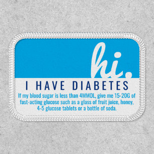 hi diabetes emergency id pvc badge