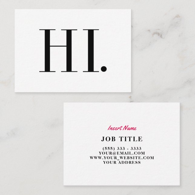Hi Fashion Modern Minimalist Business Card (Front/Back)