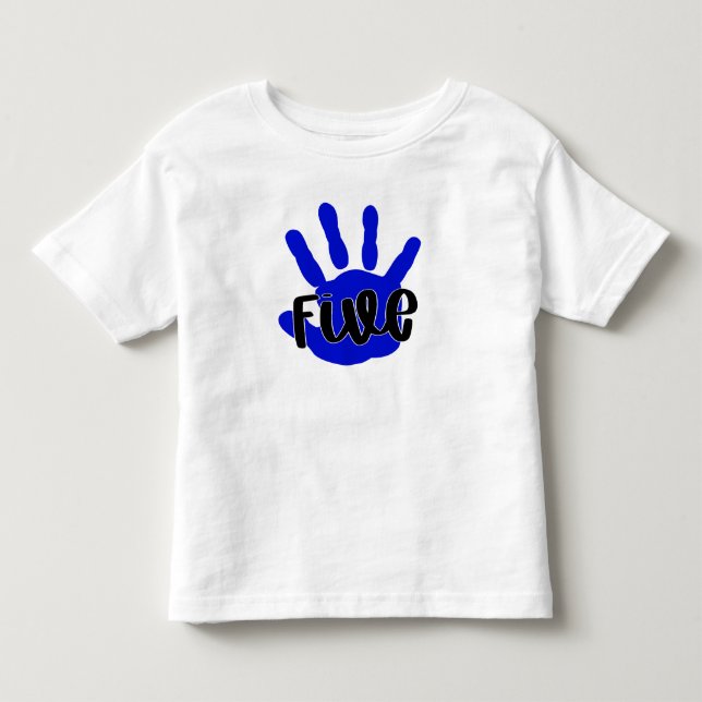 Hi Five Fifth Birthday Boy- 5th Birthday  Toddler T-shirt (Front)