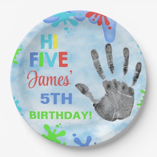 Hi five Hi 5 boy 5th birthday paper plates Paper Plates