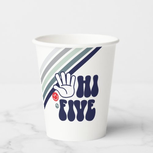 HI FIVE Retro Stripe blue Paper Cups