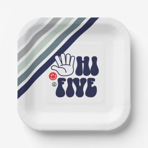 HI FIVE Retro stripe Paper Plates