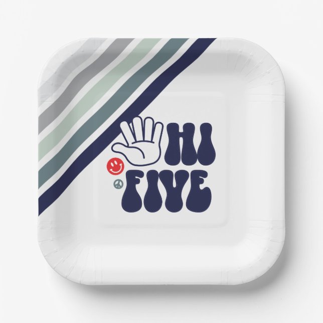 HI FIVE Retro stripe Paper Plates (Front)