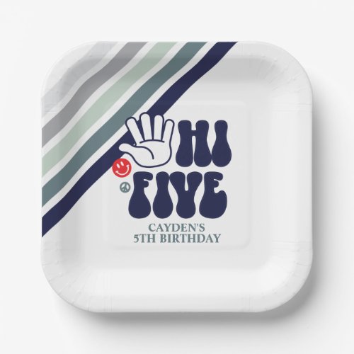 HI FIVE Retro stripe Paper Plates