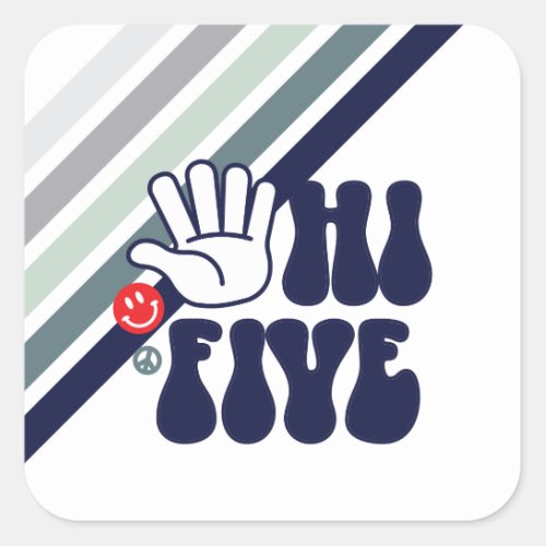 HI FIVE Retro stripe Square Sticker