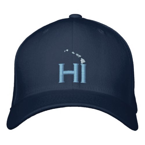 HI for Hawaii _ Island Chain Blue Hawaii Embroidered Baseball Cap