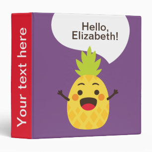 Hi Friends! Pineapple Illustration 3 Ring Binder