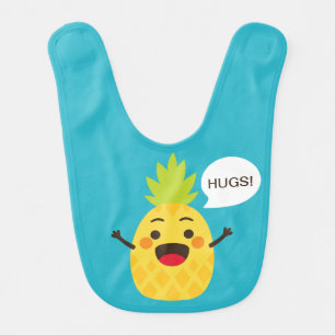 Hi Friends! Pineapple Illustration Baby Bib