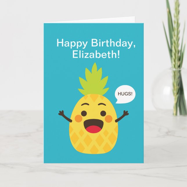 Hi Friends! Pineapple Illustration Card (Front)