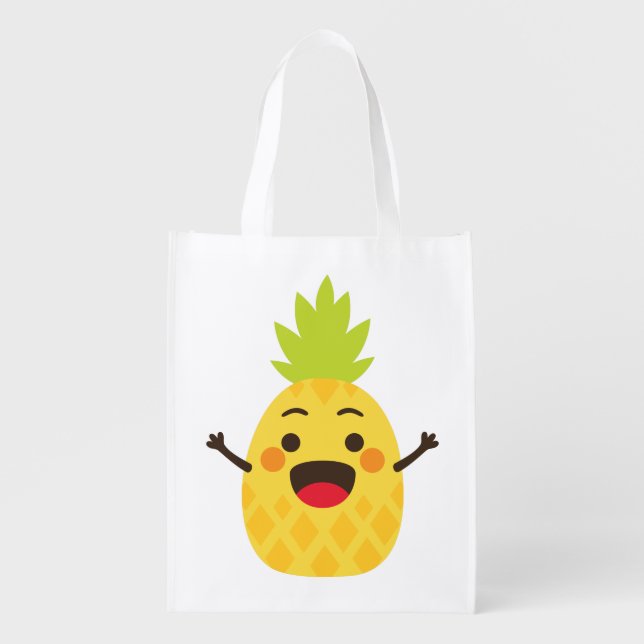 Hi Friends! Pineapple Illustration Grocery Bag (Front)