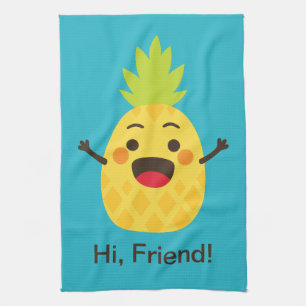 Hi Friends! Pineapple Illustration Kitchen Towel
