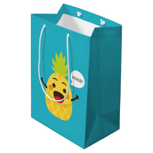 Hi Friends! Pineapple Illustration Medium Gift Bag (Back Angled)
