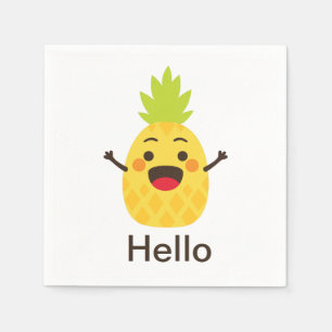 Hi Friends! Pineapple Illustration Napkins