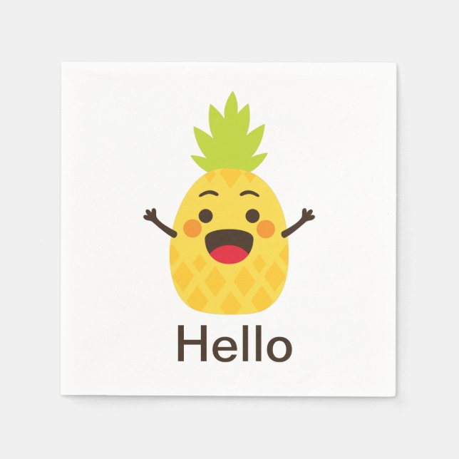 Hi Friends! Pineapple Illustration Napkins (Front)
