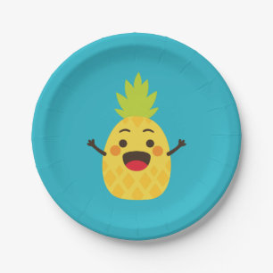 Hi Friends! Pineapple Illustration Paper Plates