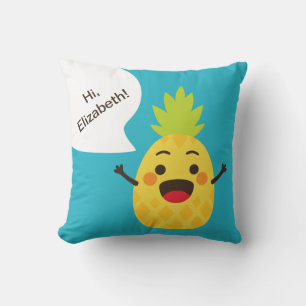Hi Friends! Pineapple Illustration Throw Pillow