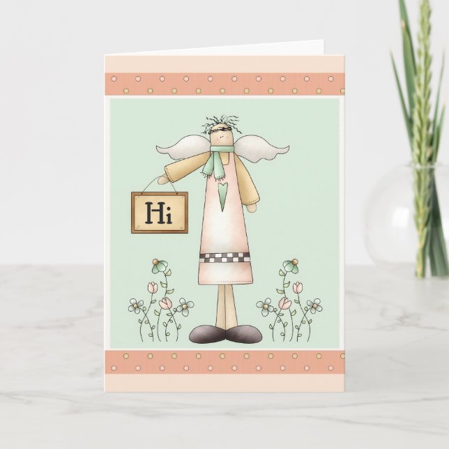 Hi Friendship Soft Prim Angel Greeting Card (Front)