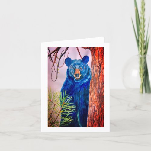 Hi from Black Bear Waterpainting by Eugenia Thank You Card