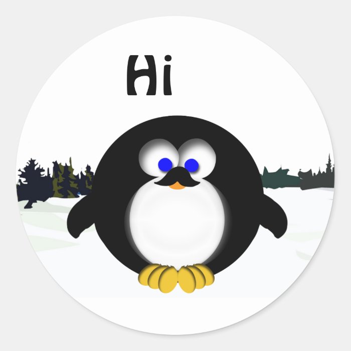 Hi Peter Penguin Round Stickers