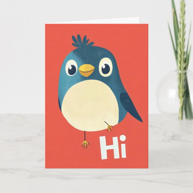 Hi Funny Bird Holiday Card (Front)