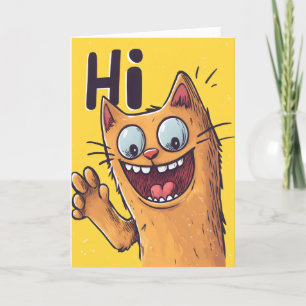 Hi Funny Orange Cat Holiday Card