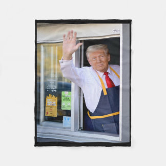 Hi Get Your Burger Donald Trump Cooks Fries Worker Fleece Blanket
