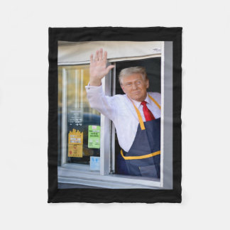 Hi Get Your Burger Donald Trump Cooks Fries Worker Fleece Blanket